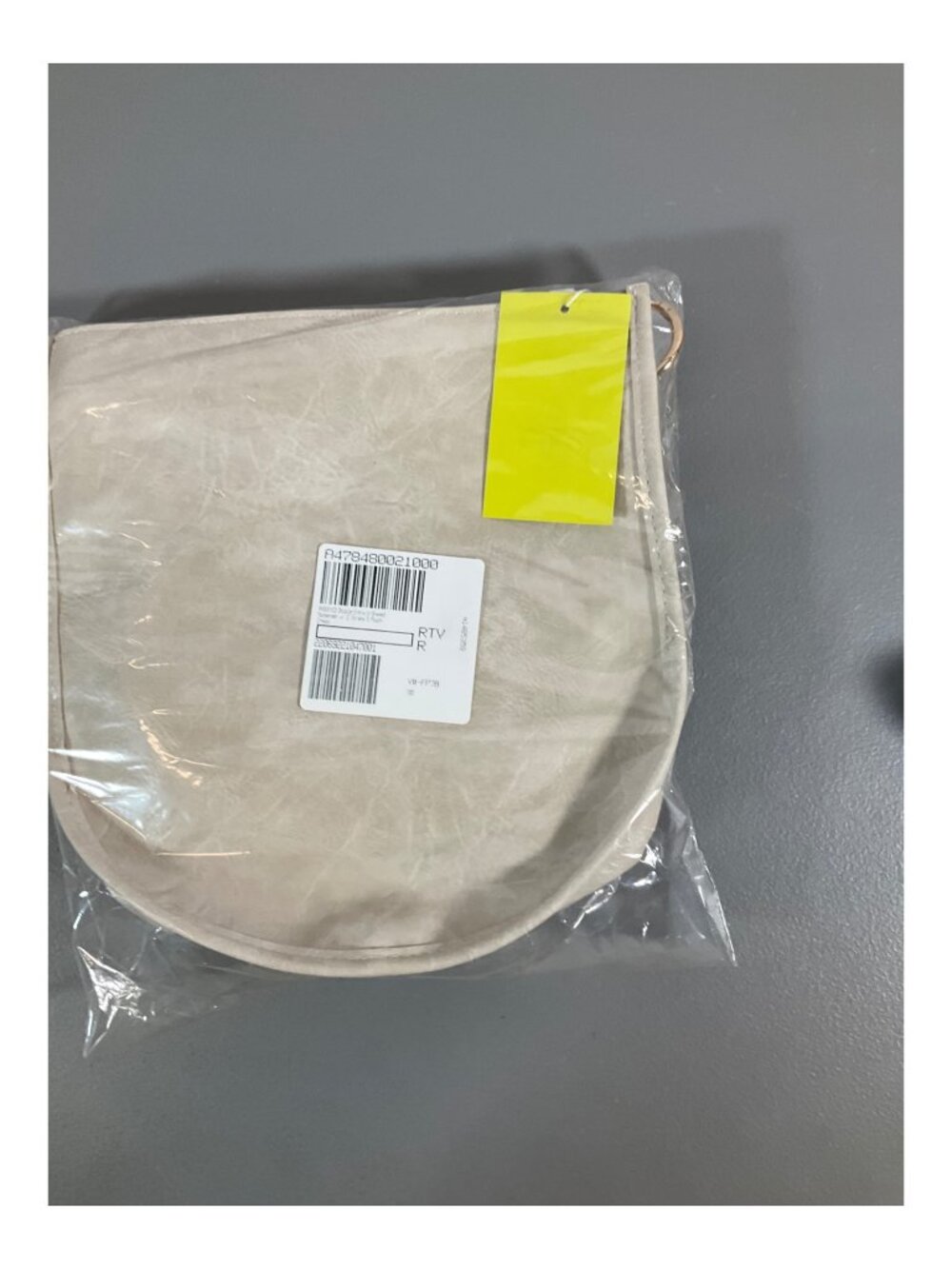 ahdorned Cream U-Shaped Messenger Bag with Dual Straps and Pouch, Unisex, Gold-T